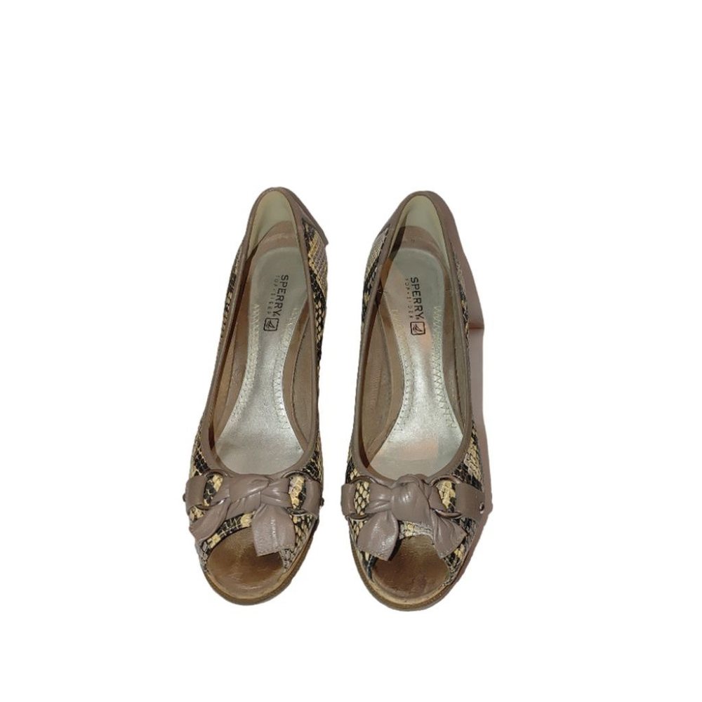 Sperry Top Sider Python Silverside Peep Toe Cork … - image 3